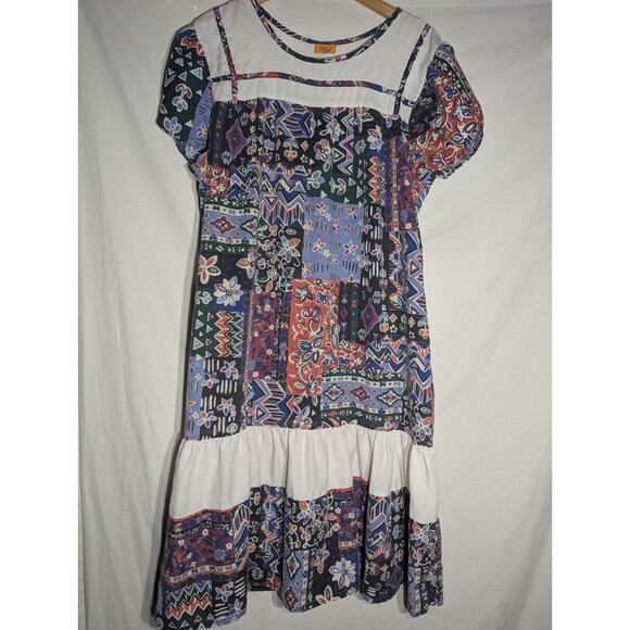 Sea Wind Womens Vtg Floral Muumuu Large Boho Pattern Geometric Print Tent Dress - Picture 1 of 6